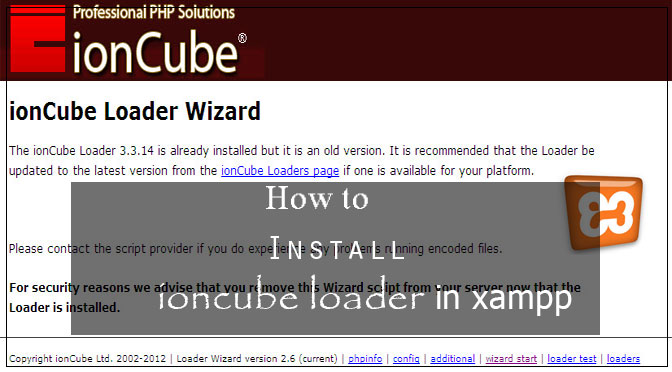 How to install ioncube loader in xampp