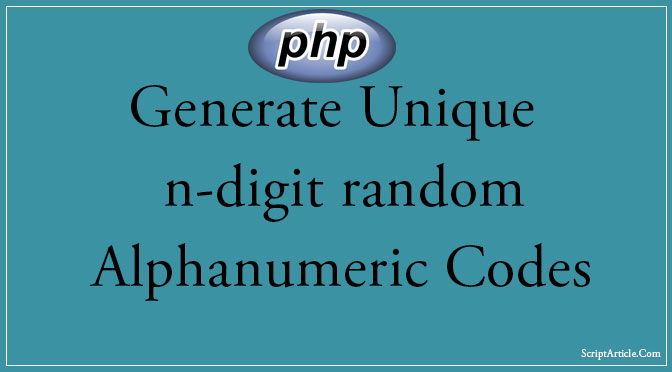 Generate unique n-digit random alphanumeric codes?