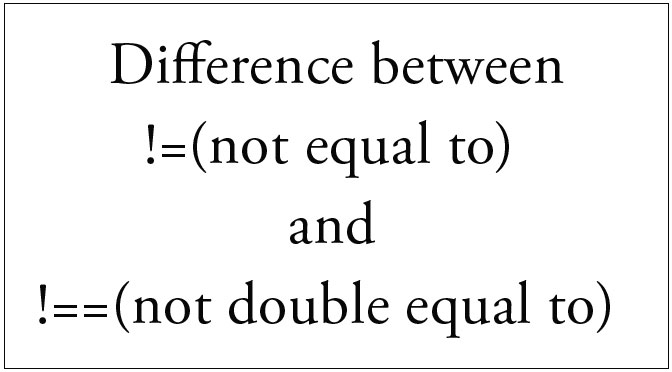 Difference between !=(not equal to) and !==(not double equal to) in php