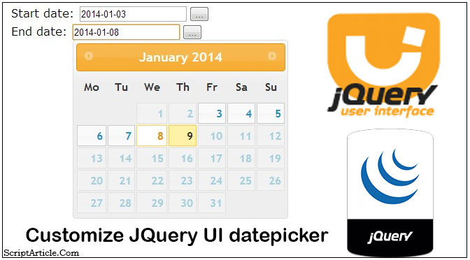 Customize JQuery UI datepicker with From and To date