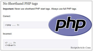 PHP short_open_tag = On should not be used
